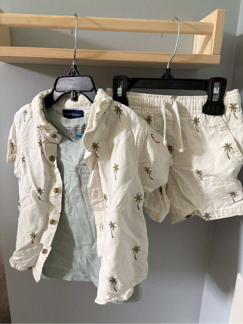 Andy & Evan Light Green cami with Cream Button-Up Layer